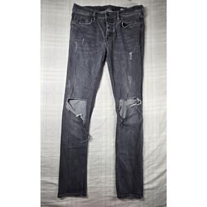 AllSaints Mens Cigarette Jeans Distressed Skinny Button Fly Light Wash 32 x 31